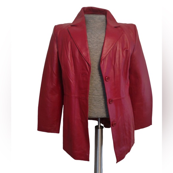 Ladies Genuine Leather Red Jacket - Picture 1 of 8